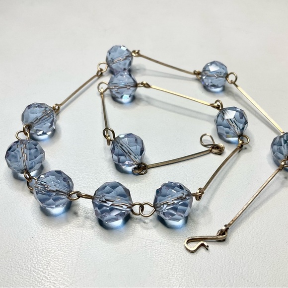 Art Deco Alexandrite Glass Bead Necklace Gold Filled Antique - Picture 3 of 7